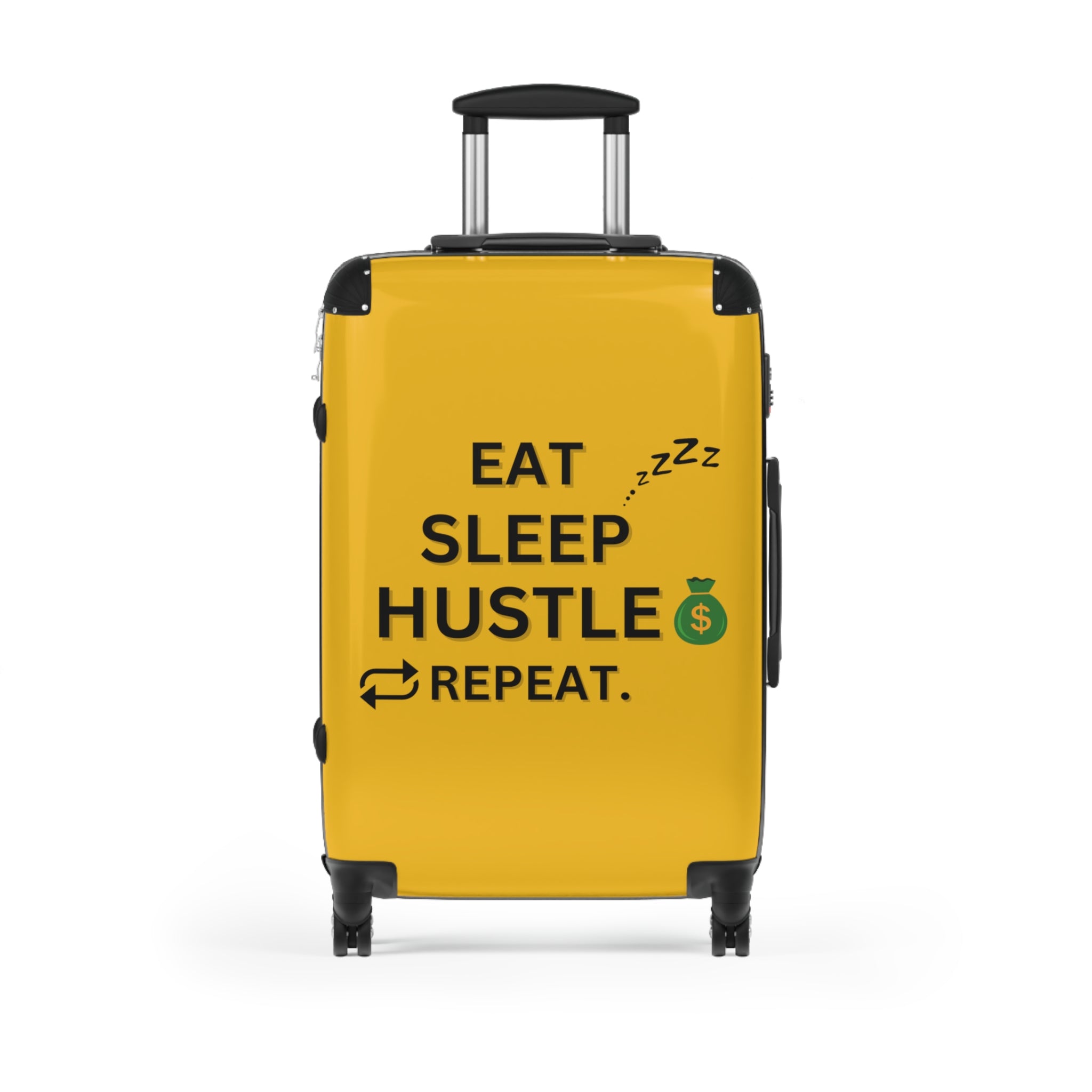 EAT SLEEP HUSTLE REPEAT SUITCASE YELLOW