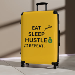 EAT SLEEP HUSTLE REPEAT SUITCASE YELLOW