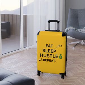 EAT SLEEP HUSTLE REPEAT SUITCASE YELLOW