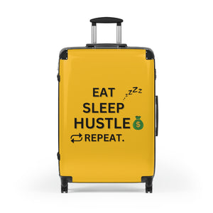 EAT SLEEP HUSTLE REPEAT SUITCASE YELLOW