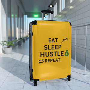 EAT SLEEP HUSTLE REPEAT SUITCASE YELLOW