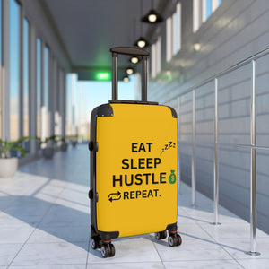 EAT SLEEP HUSTLE REPEAT SUITCASE YELLOW