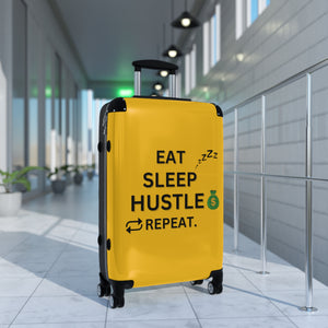 EAT SLEEP HUSTLE REPEAT SUITCASE YELLOW