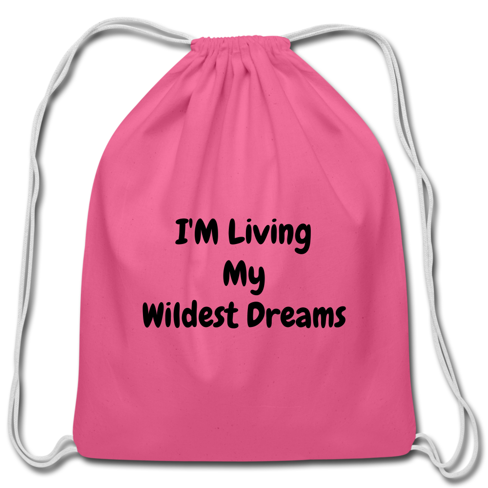 Living My Dreams Drawstring Bag - pink