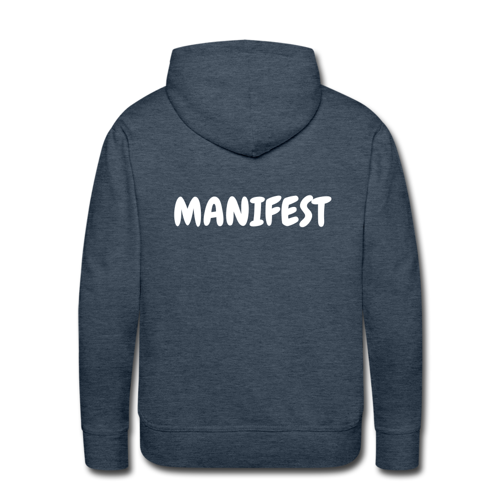 Men’s Hoodie (WHITE LETTERING) - heather denim